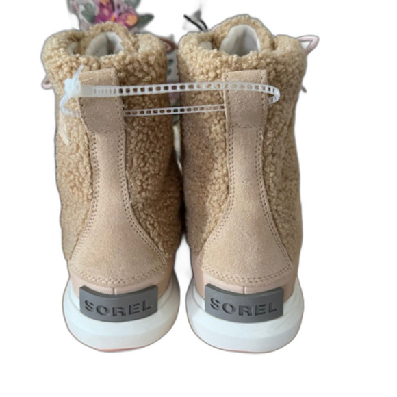 SOREL EXPLORER II LIL JOAN COZY SHERPA WATERPROOF BOOTS SIZE 9 SAND & PINK NWOB - Picture 6 of 13